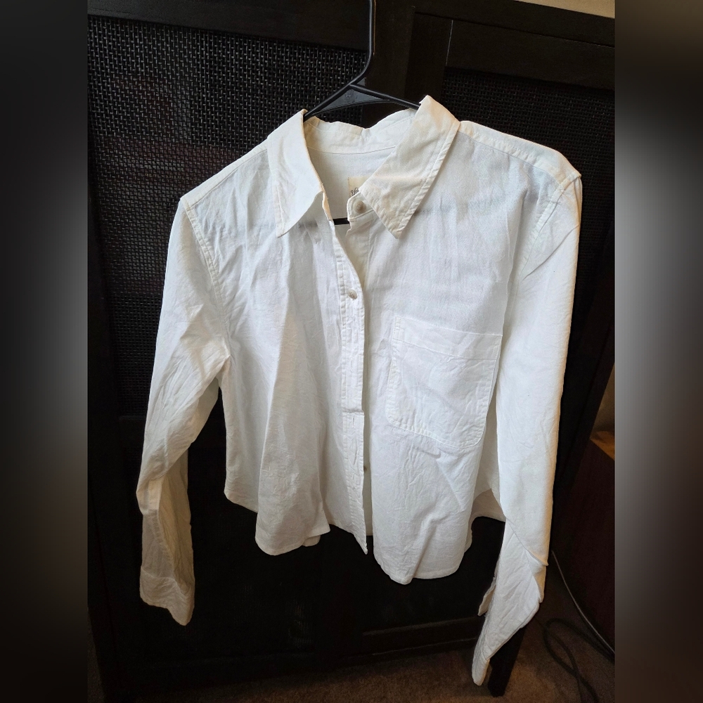 Cropped White Button Up